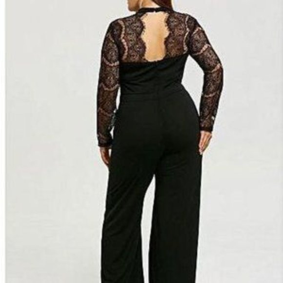 Nextmia Jumpsuit Lace Cut Out Hidden Zipper Elastic Waist Lightweight In… - Picture 3 of 7